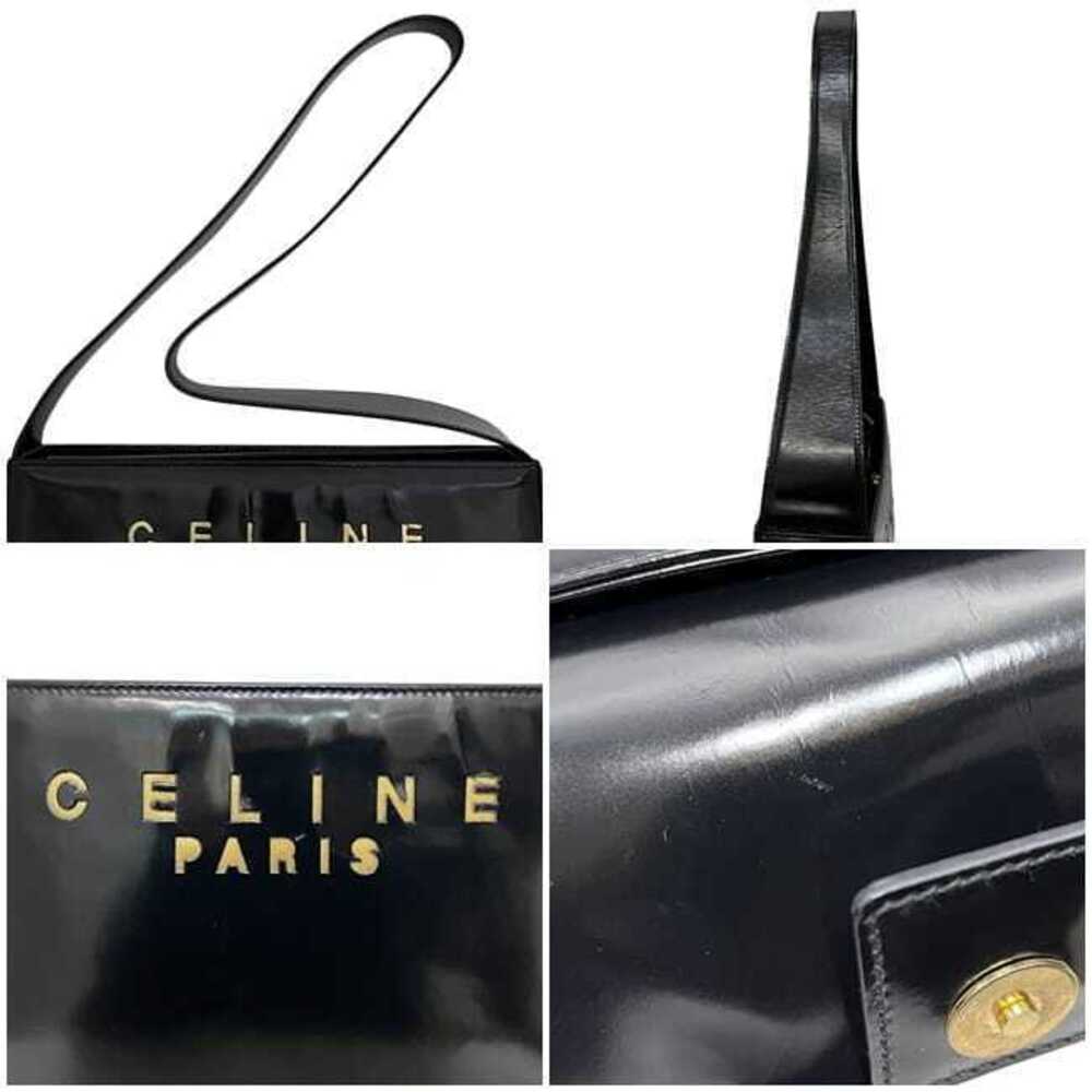 Celine Shoulder Bag Black Leather F Logo Perforated Closure Shoulder - Picture 3 of 10